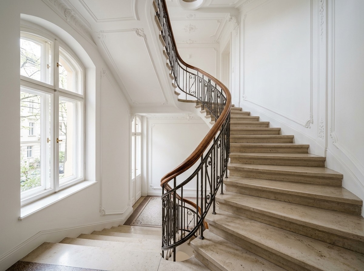 Frisch gereinigtes Treppenhaus in einem Berliner Altbau